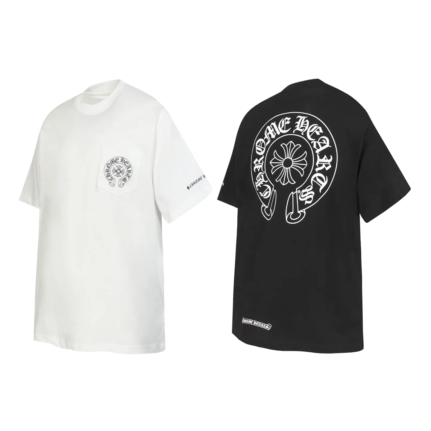 P140 Cross-border model, please do not place an order if you are pursuing quality -Chrome Hearts/Chrome Hearts 24ss classic horseshoe print popular short-sleeved T-shirt -High weight, high density and high quality. The wool is soft, delicate and skin-friendly. It feels soft and silky. It has excellent warmth and skin-friendly properties. -Customized weaving and dyeing, no color difference. No matter the fabric or workmanship details, it beats the ordinary version on the market. -Colour: black white -Size: S M L XL